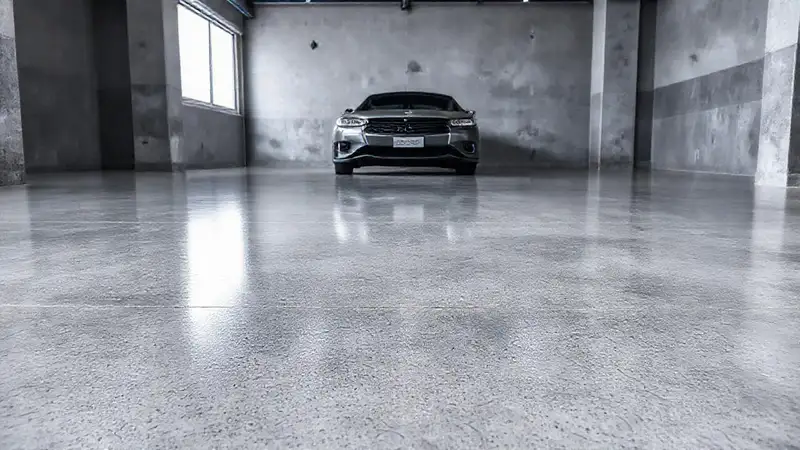 Un garaje moderno con concreto pulido