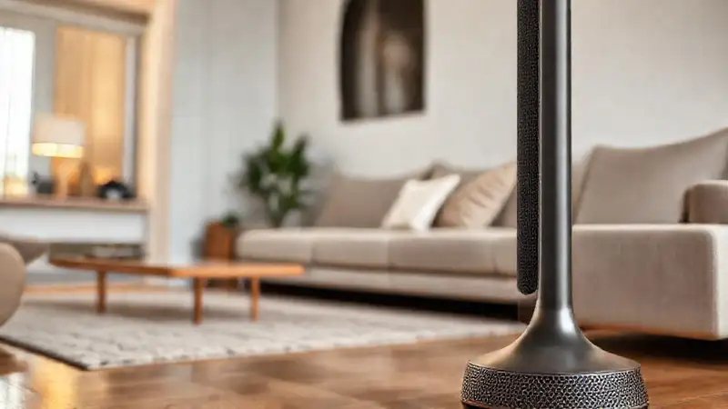 Un salón moderno con ventilador potente